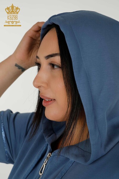 Großhandel Damen-Trainingsanzug-Set - Kapuzenpullover - Indigo – 20392 | KAZEE - 6