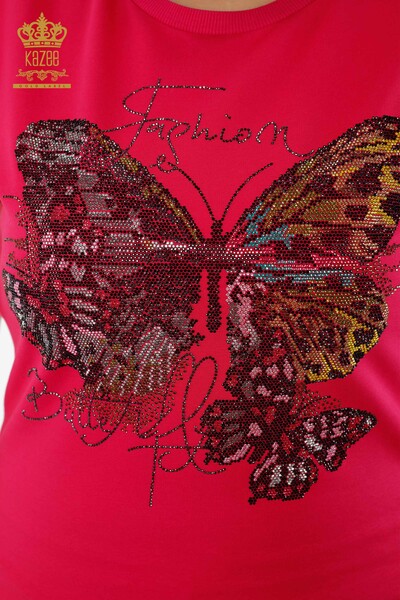Großhandel Damen-Trainingsanzug-Set im - Amerikanisches Modell - Schmetterlingsmuster - Stein bestickt – 17216 | KAZEE - Thumbnail