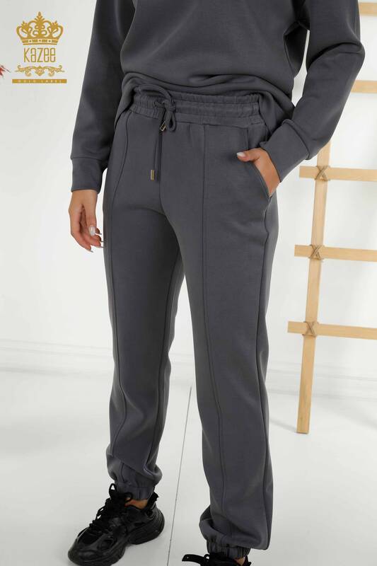 Großhandel Damen-Trainingsanzug-Set - Basic - mit Taschen - Grau - 17579 | KAZEE