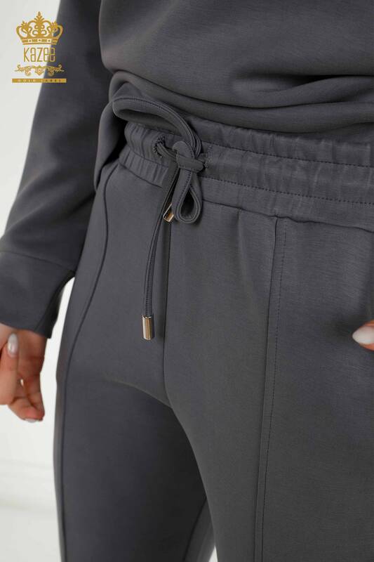 Großhandel Damen-Trainingsanzug-Set - Basic - mit Taschen - Grau - 17579 | KAZEE
