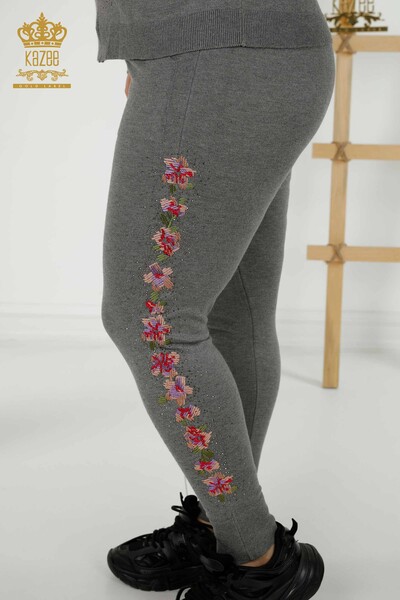 Großhandel Damen Trainingsanzug-Set – Blumenmuster – Grau – 16658 | KAZEE - Thumbnail
