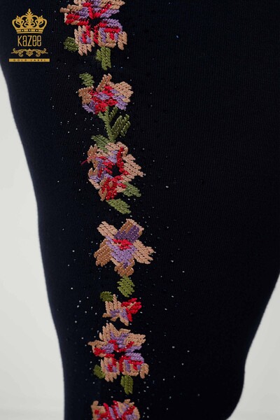 Großhandel Damen-Trainingsanzug-Set – Blumenmuster – Marineblau – 16658 | KAZEE - Thumbnail