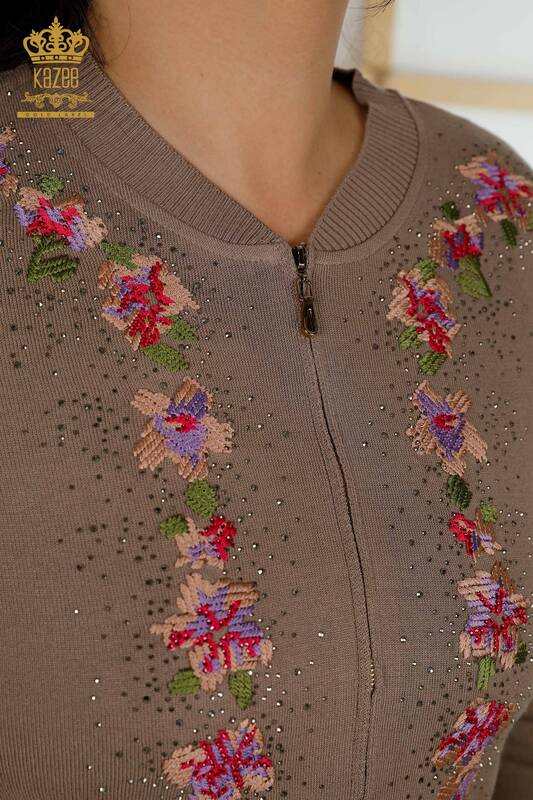 Großhandel Damen-Trainingsanzug-Set – Blumenmuster – Nerz – 16658 | KAZEE