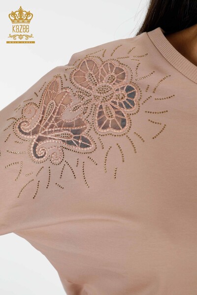 Großhandel Damen Trainingsanzug Set Blumen Muster Nerz - 17464 | KAZEE - Thumbnail