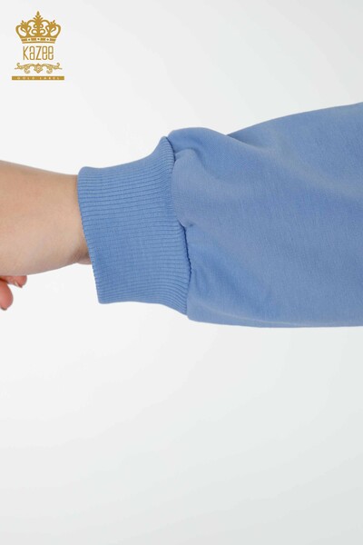 Großhandel Damen Trainingsanzug Set - Engel Flügelmuster - Blau - 17481 | KAZEE - 5