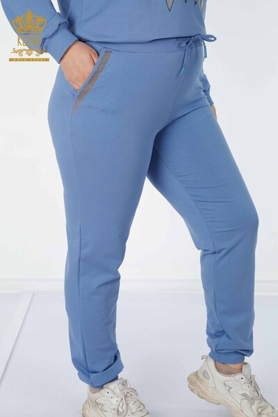 Großhandel Damen Trainingsanzug Set - Engel Flügelmuster - Blau - 17481 | KAZEE - 7