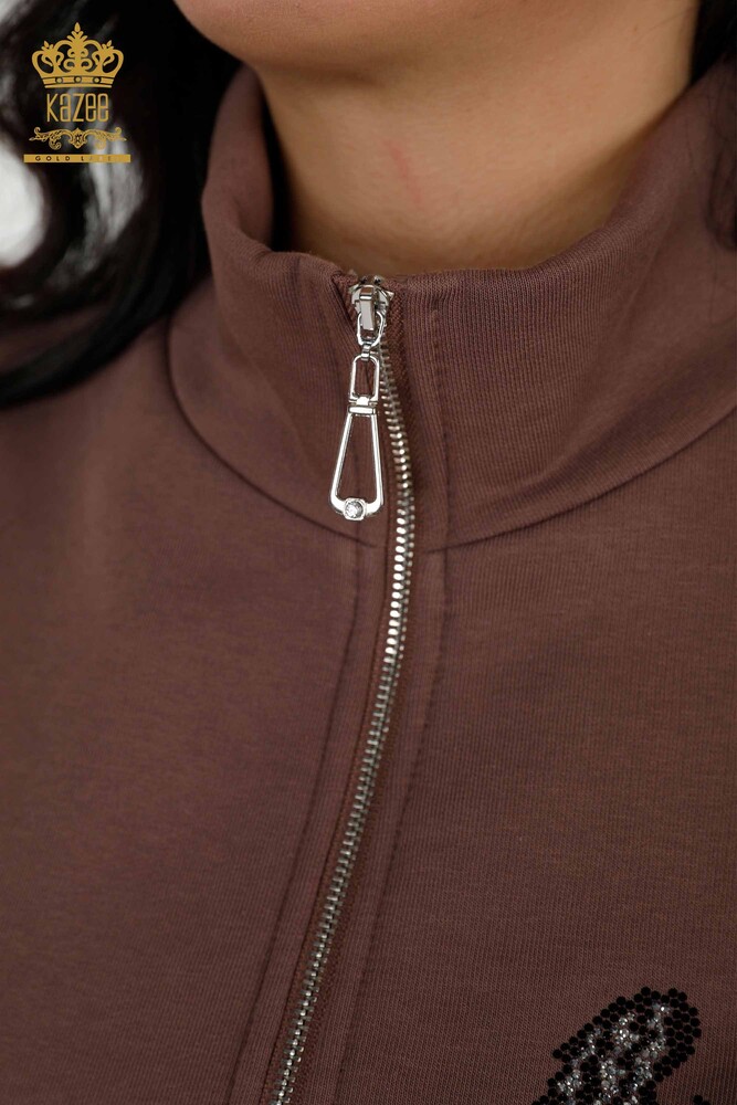 Großhandel Damen Trainingsanzug Set - Engel Flügel muster - Braun - 17466 | KAZEE - 6