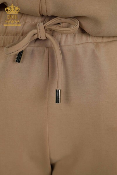 Großhandel Damen-Trainingsanzug-Set - Knopf detail - Beige - 17624 | KAZEE - Thumbnail