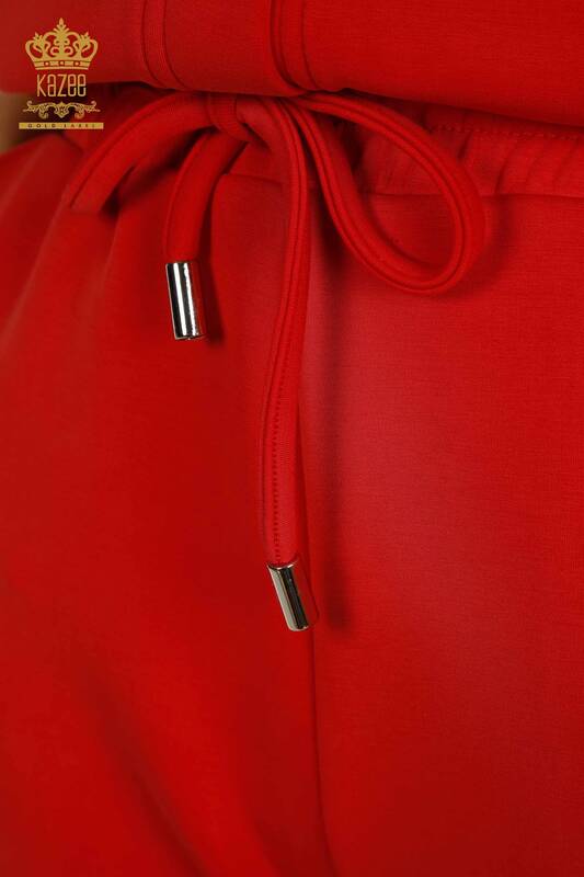 Großhandel Damen-Trainingsanzug-Set - Knopf detail - Rot - 17624 | KAZEE