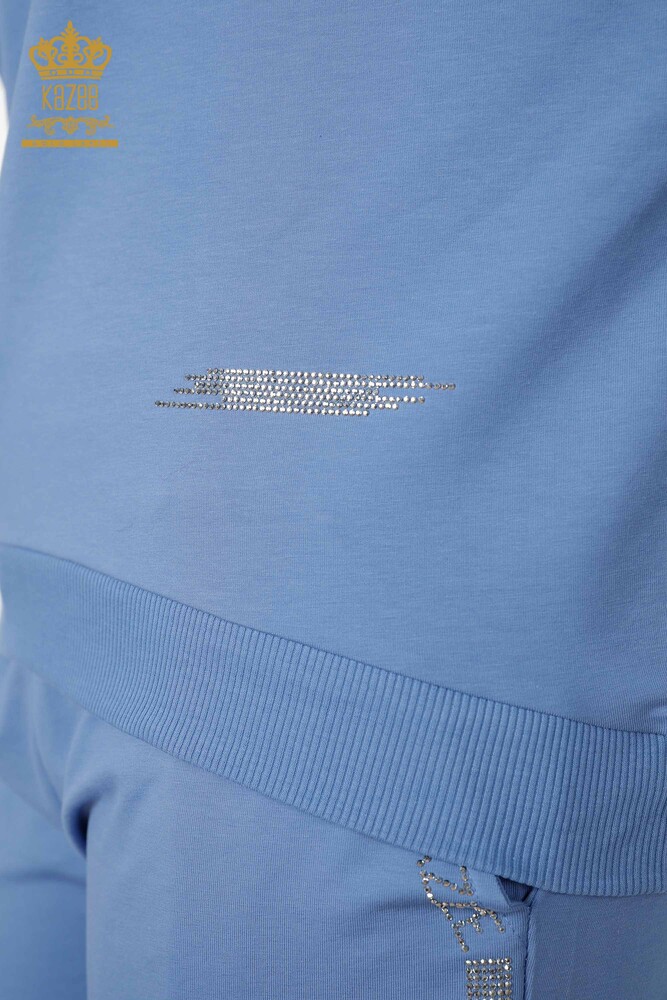Großhandel Damen-Trainingsanzug-Set – Kristall Stein bestickt – Blau – 17461 | KAZEE - 6