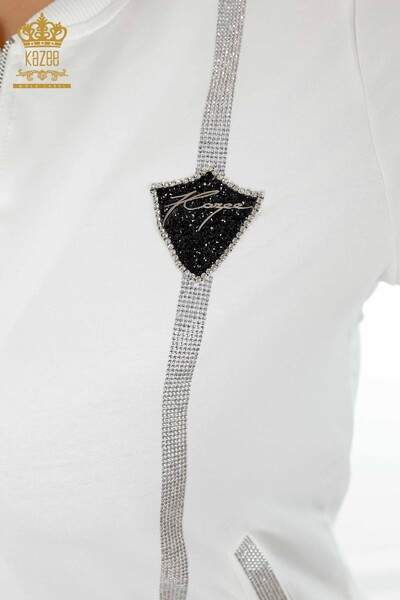 Großhandel Damen Trainingsanzug Set - Kurzarm - Ecru - 17392 | KAZEE - 4