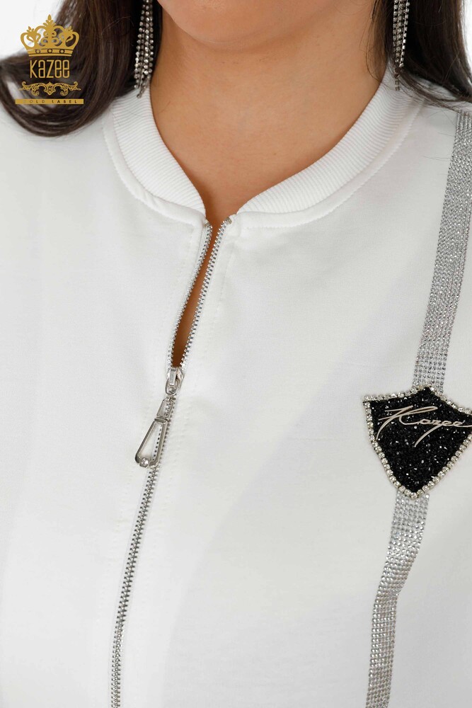 Großhandel Damen Trainingsanzug Set - Kurzarm - Ecru - 17392 | KAZEE - 5