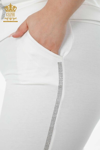 Großhandel Damen Trainingsanzug Set - Kurzarm - Ecru - 17392 | KAZEE - 10