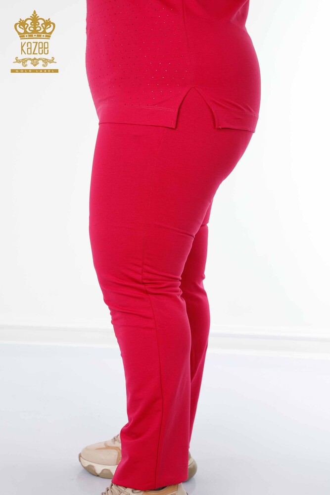 Großhandel Damen Trainingsanzug Set - Kurzarm - Fuchsia - 17389 | KAZEE - 7