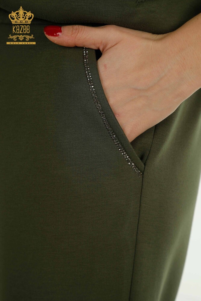 Großhandel Damen-Trainingsanzug-Set Kurzarm Khaki - 17680 | KAZEE - 10