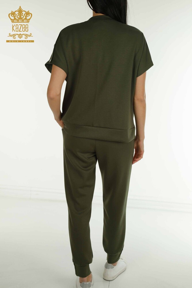 Großhandel Damen-Trainingsanzug-Set Kurzarm Khaki - 17680 | KAZEE - 13