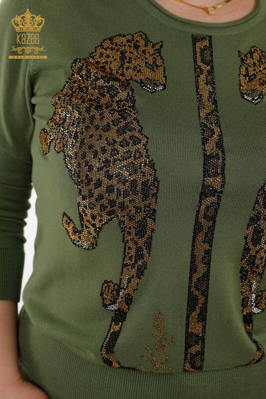 Großhandel Damen Trainingsanzug Set - Leopardenmuster - Khaki - 16521 | KAZEE