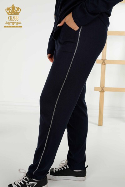 Großhandel Damen-Trainingsanzug-Set - Leopardenmuster - Marineblau - 16660 | KAZEE - 8