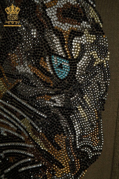 Großhandel Damen-Trainingsanzug-Set - Leopardenmuster - Khaki - 16660 | KAZEE - Thumbnail