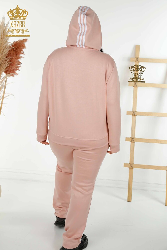 Großhandel Damen Trainingsanzug Set - Mit Kapuze - Puderweiß - 17569 | KAZEE - 7