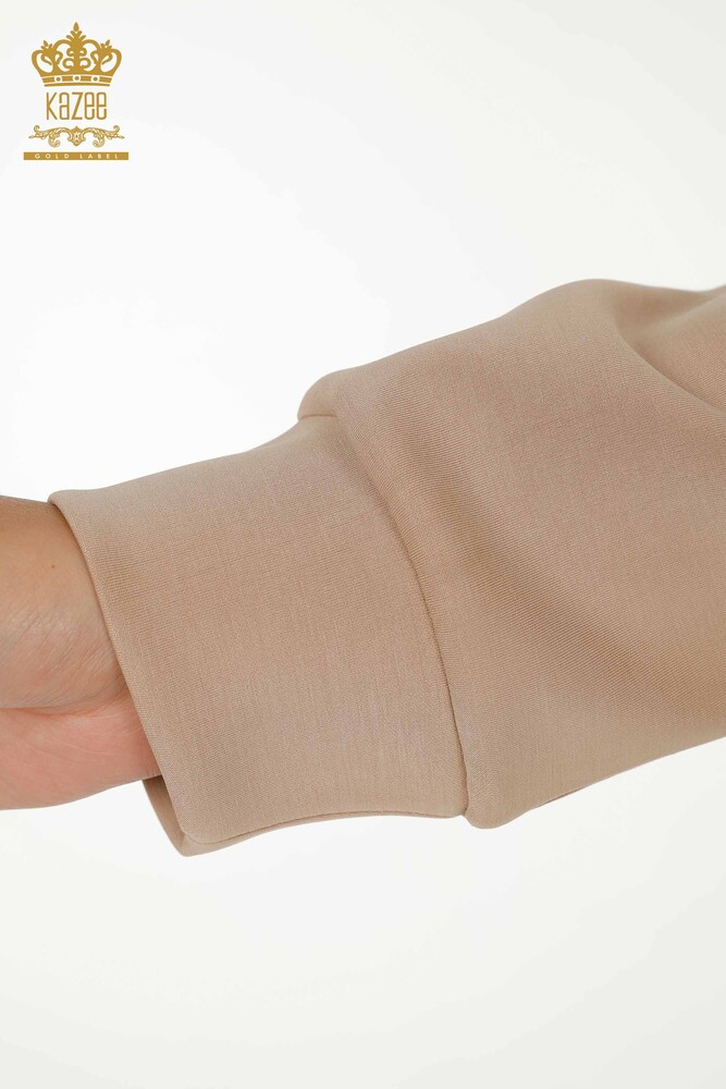 Großhandel Damen-Trainingsanzug-Set - Reißverschluss - Beige - 17619 | KAZEE - 6