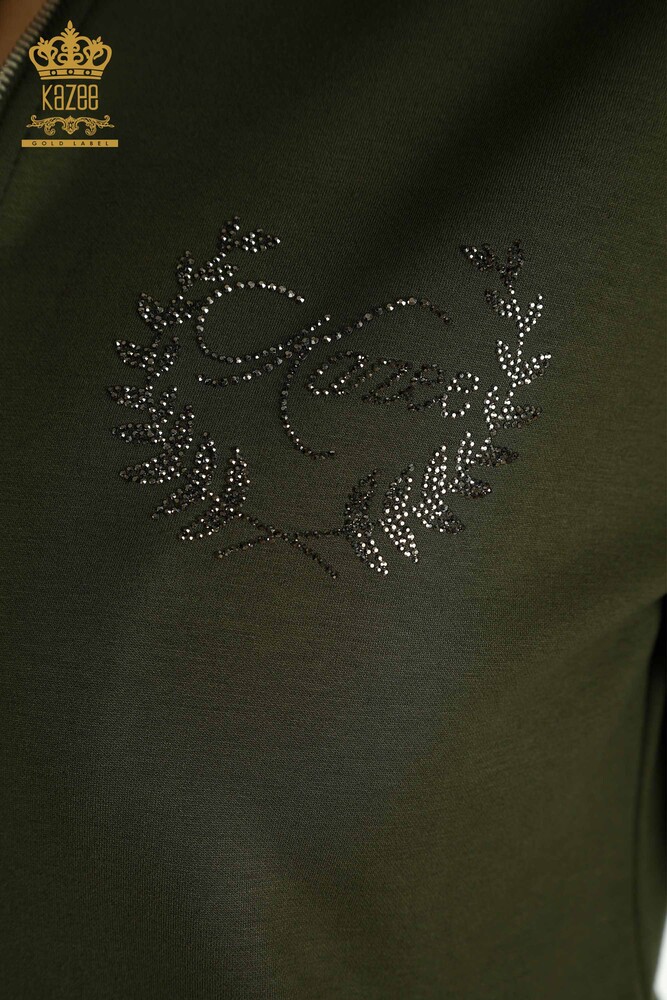 Großhandel Damen-Trainingsanzug-Set - Reißverschluss - Khaki - 17636 | KAZEE - 6