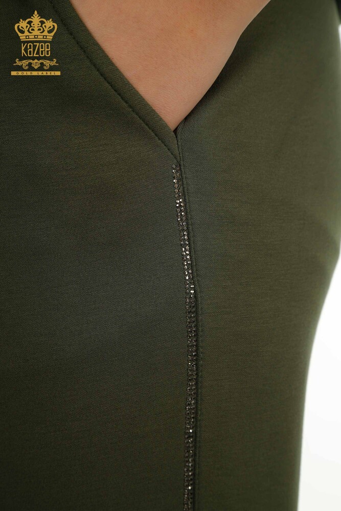 Großhandel Damen-Trainingsanzug-Set - Reißverschluss - Khaki - 17636 | KAZEE - 14