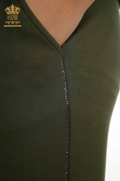 Großhandel Damen-Trainingsanzug-Set - Reißverschluss - Khaki - 17636 | KAZEE - 14