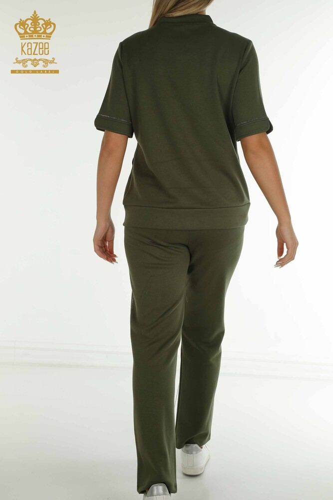 Großhandel Damen-Trainingsanzug-Set - Reißverschluss - Khaki - 17636 | KAZEE - 16