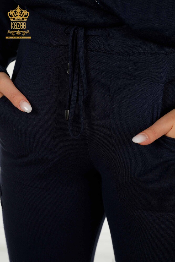 Großhandel Damen-Trainingsanzug-Set - Reißverschluss - Marineblau - 30638 | KAZEE - 10