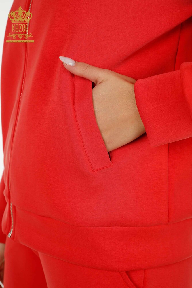 Großhandel Damen-Trainingsanzug-Set - Reißverschluss - Orange - 17619 | KAZEE - 5