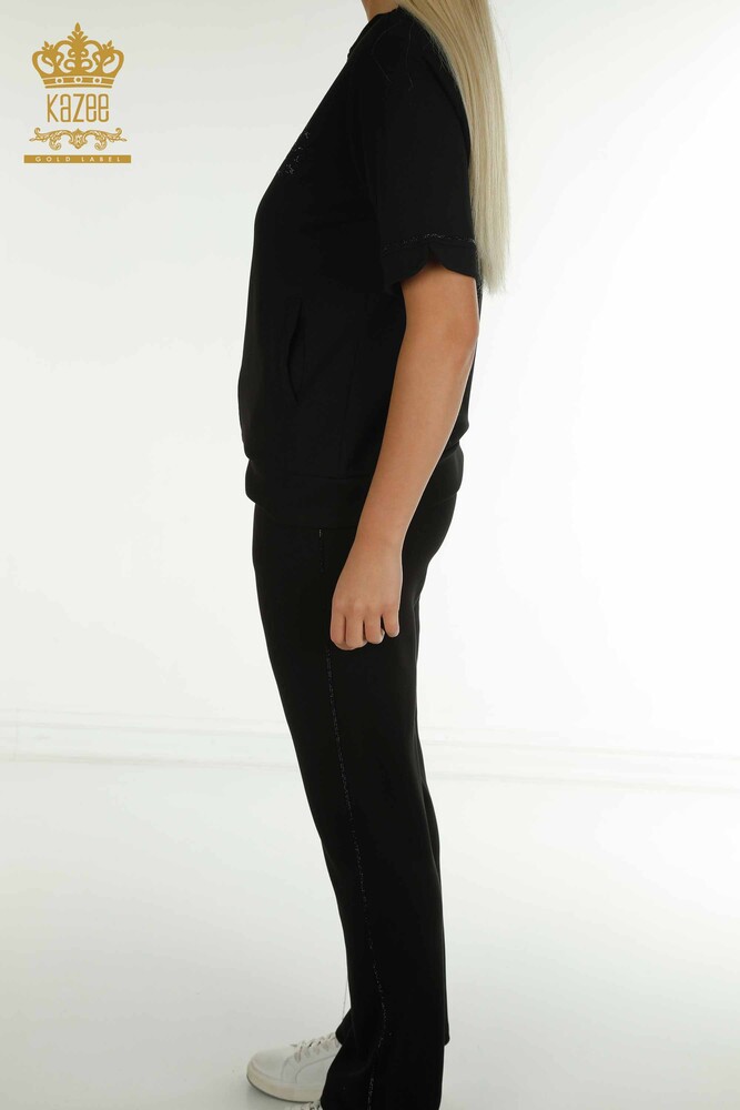 Großhandel Damen-Trainingsanzug-Set - Reißverschluss - Schwarz - 17636 | KAZEE - 7