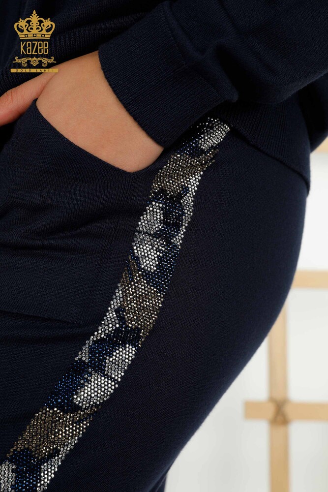 Großhandel Damen-Trainingsanzug-Set - Schmetterlingsmuster - Marineblau - 16678 | KAZEE - 10