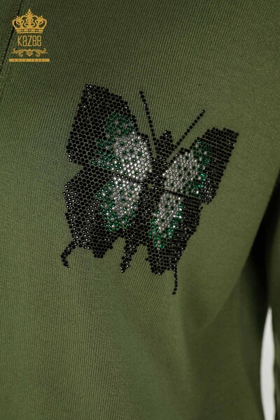 Großhandel Damen-Trainingsanzug-Set - Schmetterlingsmuster - Khaki - 16678 | KAZEE - Thumbnail