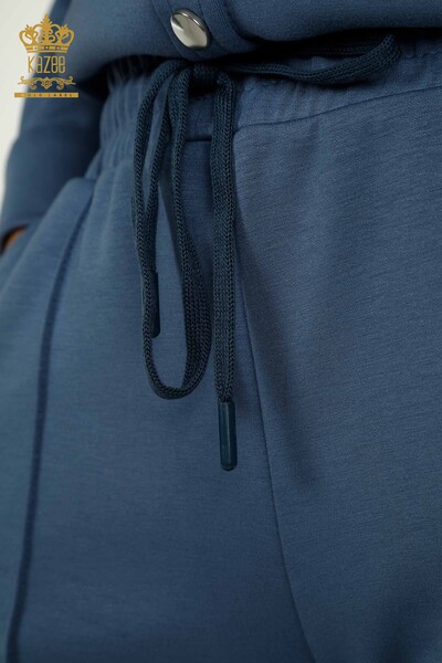 Großhandel Damen-Trainingsanzug-Set - Knopf detail - Indigo - 17555 | KAZEE - Thumbnail