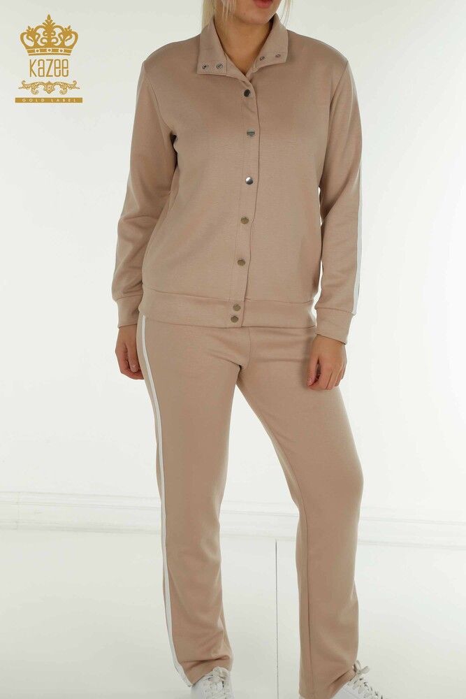 Großhandel Damen-Trainingsanzug-Set - Knopf detail - Nerz-Ecru - 17594 | KAZEE - 3