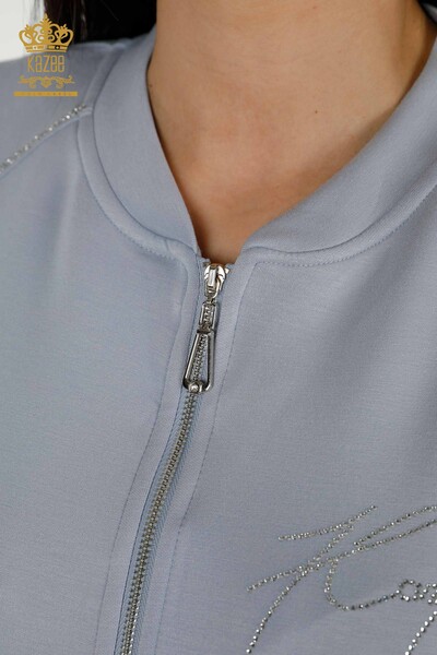 Großhandel Damen-Trainingsanzug-Set - Stein Bestickt - Blau – 17549 | KAZEE - 8