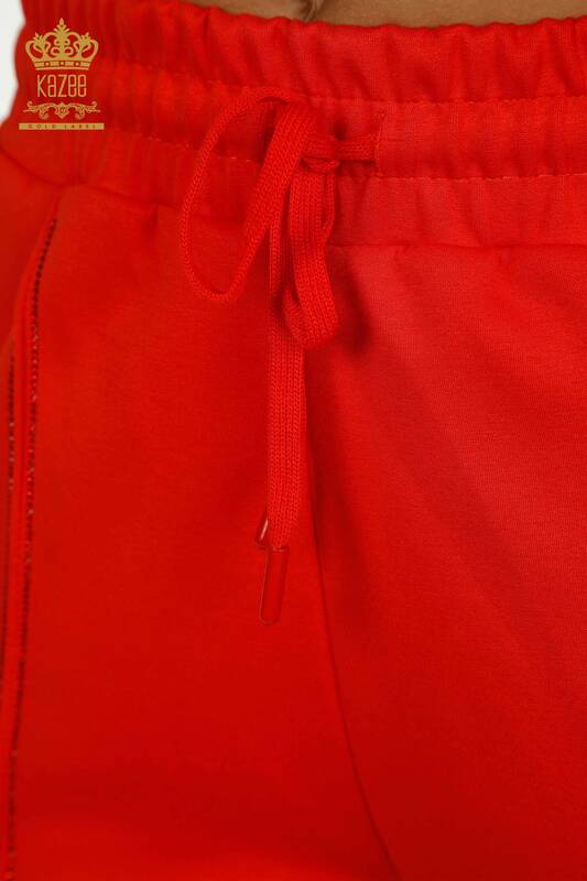 Großhandel Damen-Trainingsanzug-Set - Stein bestickt - Orange - 17657 | KAZEE