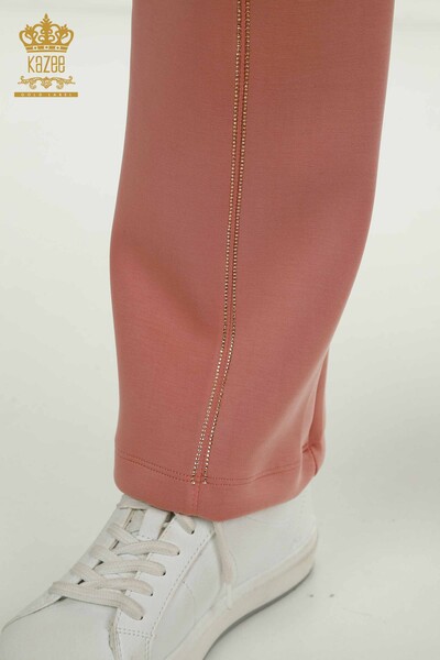 Großhandel Damen-Trainingsanzug-Set - Stein bestickt - Getrocknete Rose - 17628 | KAZEE - Thumbnail