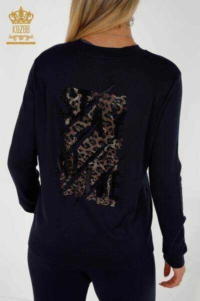 Großhandel Damen-Trainingsanzug-Set - Stein bestickt - Marineblau - 16677 | KAZEE - 10