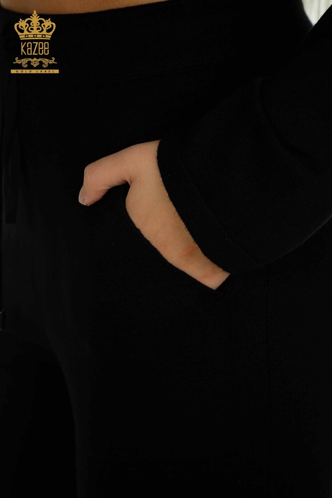 Großhandel Damen-Trainingsanzug-Set - Steinstickerei - Schwarz - 16662 | KAZEE - 11