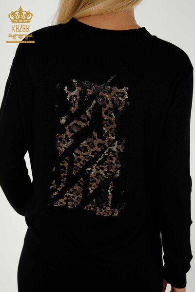 Großhandel Damen-Trainingsanzug-Set - Stein bestickt - Schwarz - 16677 | KAZEE - 10