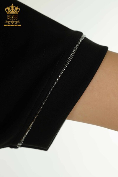 Großhandel Damen-Trainingsanzug-Set - Stein bestickt - Schwarz - 17638 | KAZEE - 9