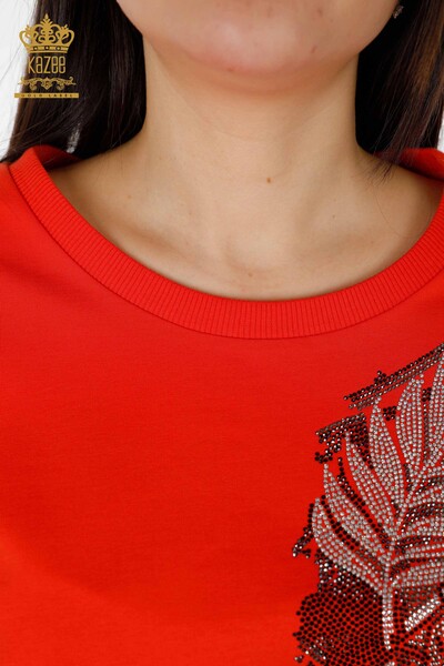 Großhandel Damen Trainingsanzug Set - Tiger Detail - Orange - 17459 | KAZEE - 5