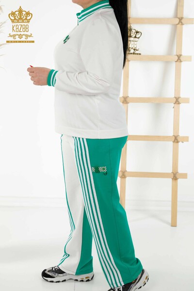 Großhandel Damen Trainingsanzug Set - Zwei Farben - Ecru Grün - 20370 | KAZEE - Thumbnail