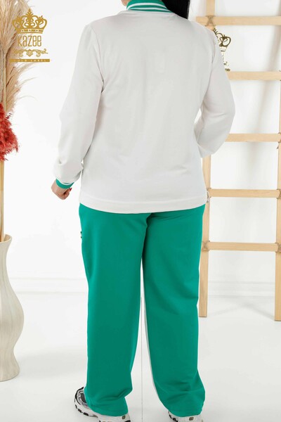 Großhandel Damen Trainingsanzug Set - Zwei Farben - Ecru Grün - 20370 | KAZEE - Thumbnail