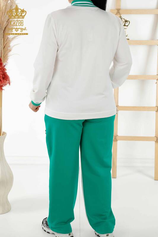 Großhandel Damen Trainingsanzug Set - Zwei Farben - Ecru Grün - 20370 | KAZEE