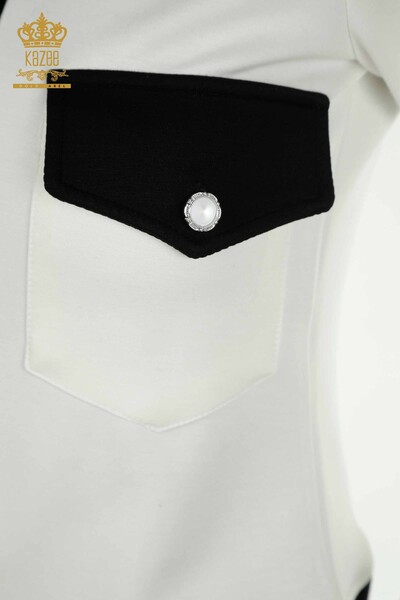 Großhandel Damen-Trainingsanzug-Set - Zwei Farben - Schwarz Ecru - 17674 | KAZEE - 6