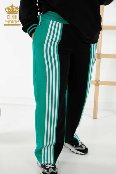 Großhandel Damen Trainingsanzug Set - Zwei Farben - Schwarz Grün - 20370 | KAZEE - Thumbnail