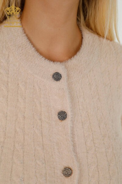 Großhandel Damen Strickjacke - Angora - Gewebt - Beige - 30321 | KAZEE - 3